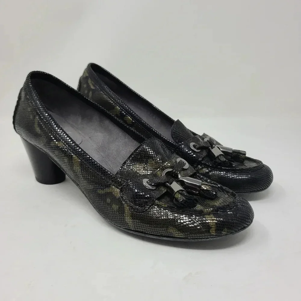 Stuart Weitzman Camouflage Print Loafer Heels 7.5
